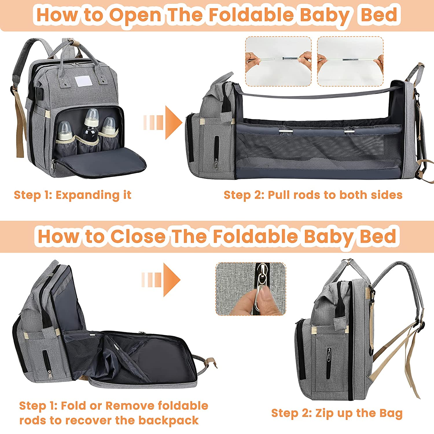 Sac à langer portatif | Berceau de voyage BabyNappy™ - Boudchou de maman